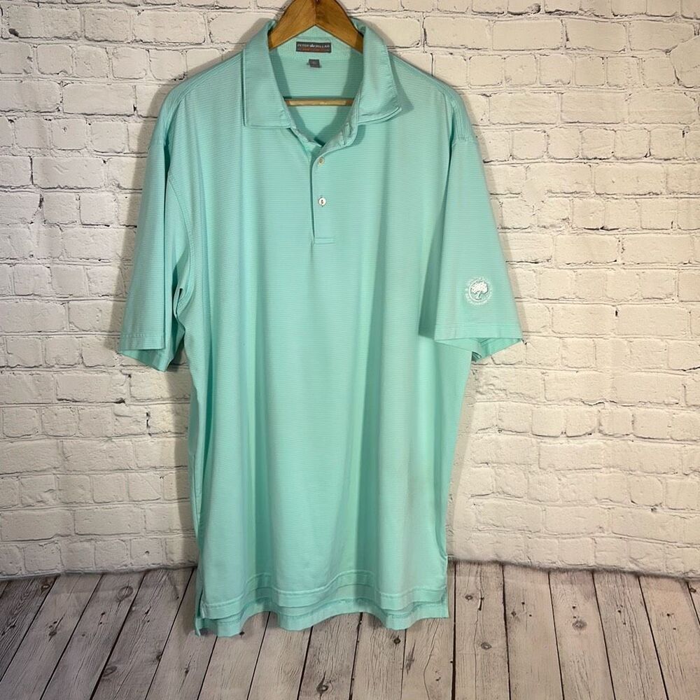 Peter Millar Summer Comfort Green‎ Neon Stripe Polo size XL